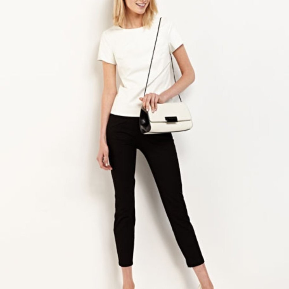 MICHAEL Kors Perforated Vegan Leather Tee Top Blouse Size S